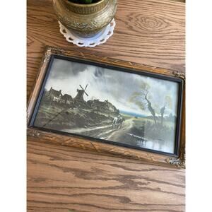 Vintage Framed Print James Gozzard Moody Pastoral Landscape Windmill Horses